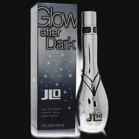Women’s eau de toilette spray set: dark box and clear glass bottle with silver cap