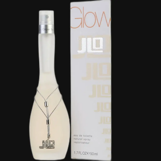 Glow by Jennifer Lopez eau de toilette spray bottle, silver charm detail, 50 ml.