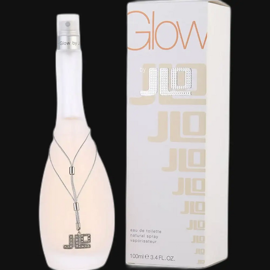 Glow by Jennifer Lopez eau de toilette spray bottle with box, silver pendant charm, 100 ml.