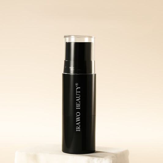 Highlighter stick container with black tube and silver cap