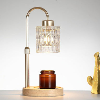 Gold Candle Warmer Lamp with Dimmer and Timer,Home Decor Lamp for Scented Jar,Electric Wax Melt Warmer,Mother's Day/Birthday/Christmas Gifts for Mom/Wife,Adjustable Height,with 2 Bulbs - Renee Lane Company