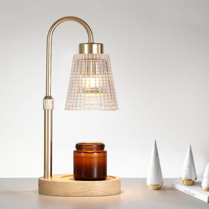 Gold Candle Warmer Lamp with Timer and Dimmer,Fragrance Electric Wax Melt Warmer with 2 Bulbs,Scented Jar Lamp,Mother's Day/Birthday/Christmas Gifts for Mom/Wife,Home Decor,Adjustable Height - Renee Lane Company