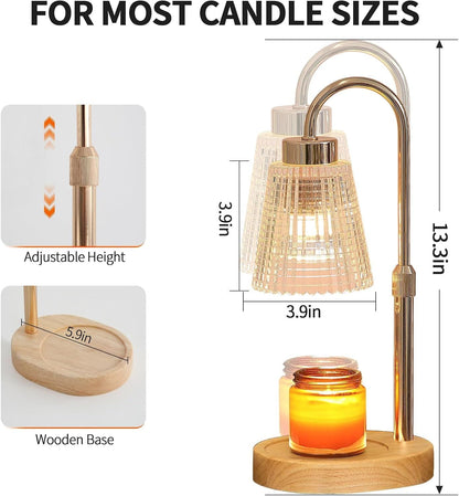 Gold Candle Warmer Lamp with Timer and Dimmer,Fragrance Electric Wax Melt Warmer with 2 Bulbs,Scented Jar Lamp,Mother's Day/Birthday/Christmas Gifts for Mom/Wife,Home Decor,Adjustable Height - Renee Lane Company