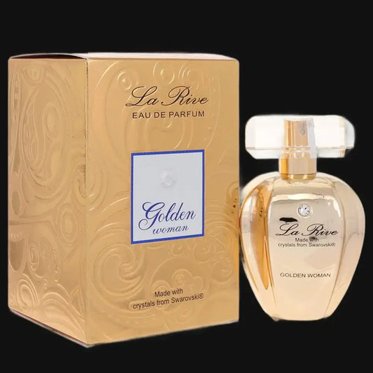 La Rive Golden Woman women's eau de parfum gift set, gold glass bottle with spray and box