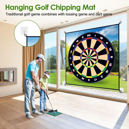 Golf Chipping Dart Game Mat Set With 20 Sticky Balls Ground Stakes Hanging Hooks Carrying Bag Indoor Outdoor Golf Hitting Training Game Mat For Kids Beginners - Renee Lane Company