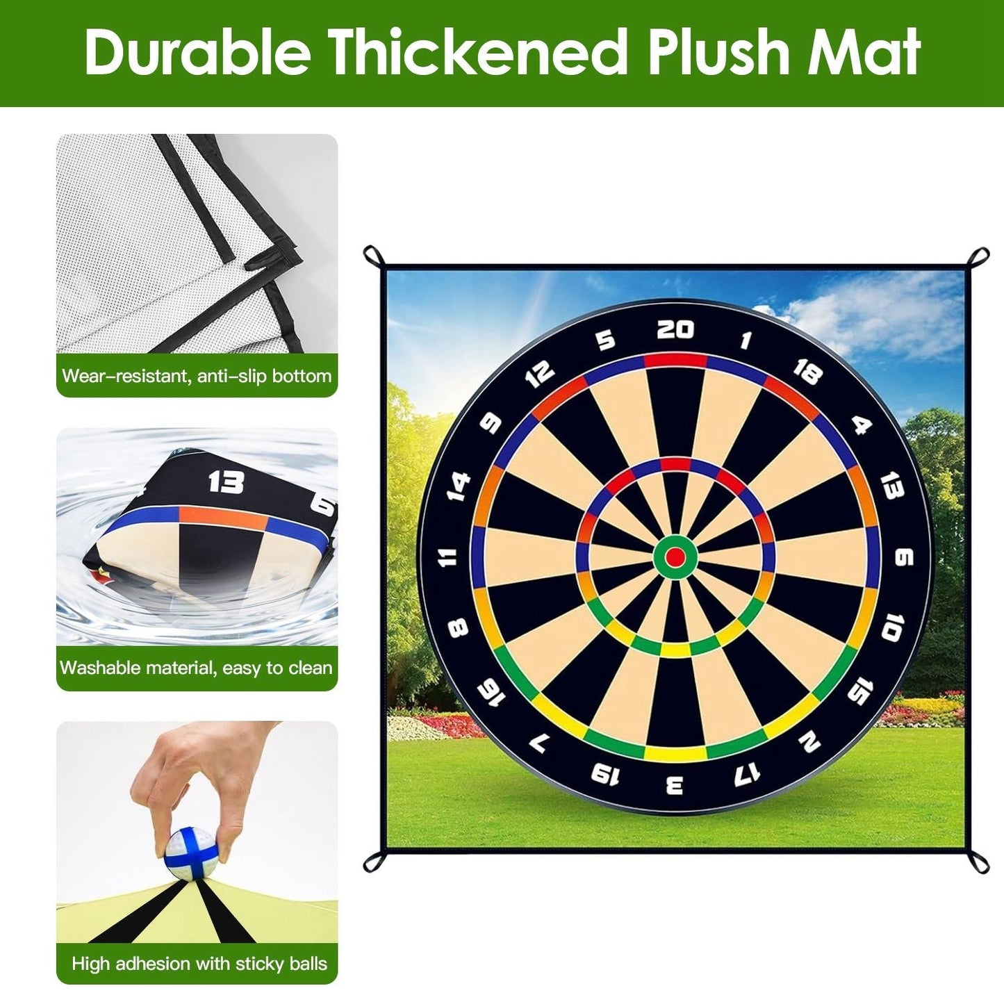 Golf Chipping Dart Game Mat Set With 20 Sticky Balls Ground Stakes Hanging Hooks Carrying Bag Indoor Outdoor Golf Hitting Training Game Mat For Kids Beginners - Renee Lane Company