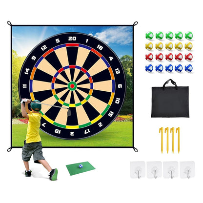 Golf Chipping Dart Game Mat Set With 20 Sticky Balls Ground Stakes Hanging Hooks Carrying Bag Indoor Outdoor Golf Hitting Training Game Mat For Kids Beginners - Renee Lane Company