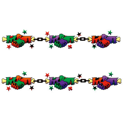 Graveyard Grip temporary kids tattoo band with colorful chain-and-hand design