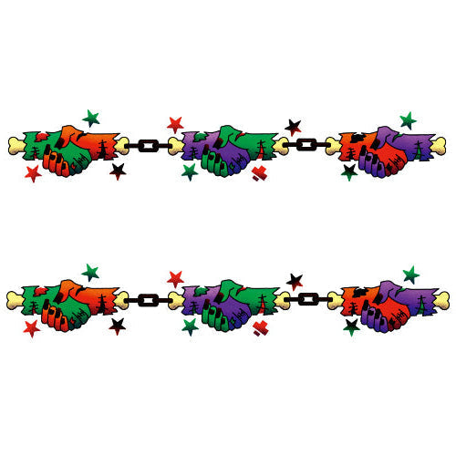 Graveyard Grip temporary kids tattoo band with colorful chain-and-hand design