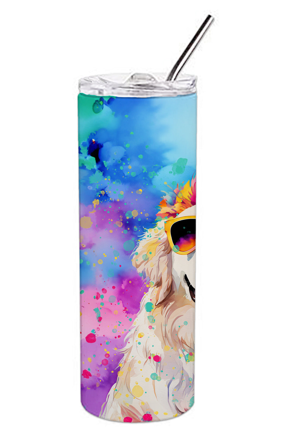 Great Pyrenees Hippie Dawg Stainless Steel Skinny Tumbler Vacuum Double Walled Reusable Insulated Tumbler Travel Cup for Coffee Cocktails Gift with Lid, 20 oz - Renee Lane Company