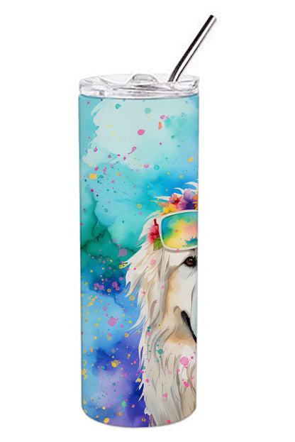 Great Pyrenees Hippie Dawg Stainless Steel Skinny Tumbler Vacuum Double Walled Reusable Insulated Tumbler Travel Cup for Coffee Cocktails Gift with Lid, 20 oz - Renee Lane Company