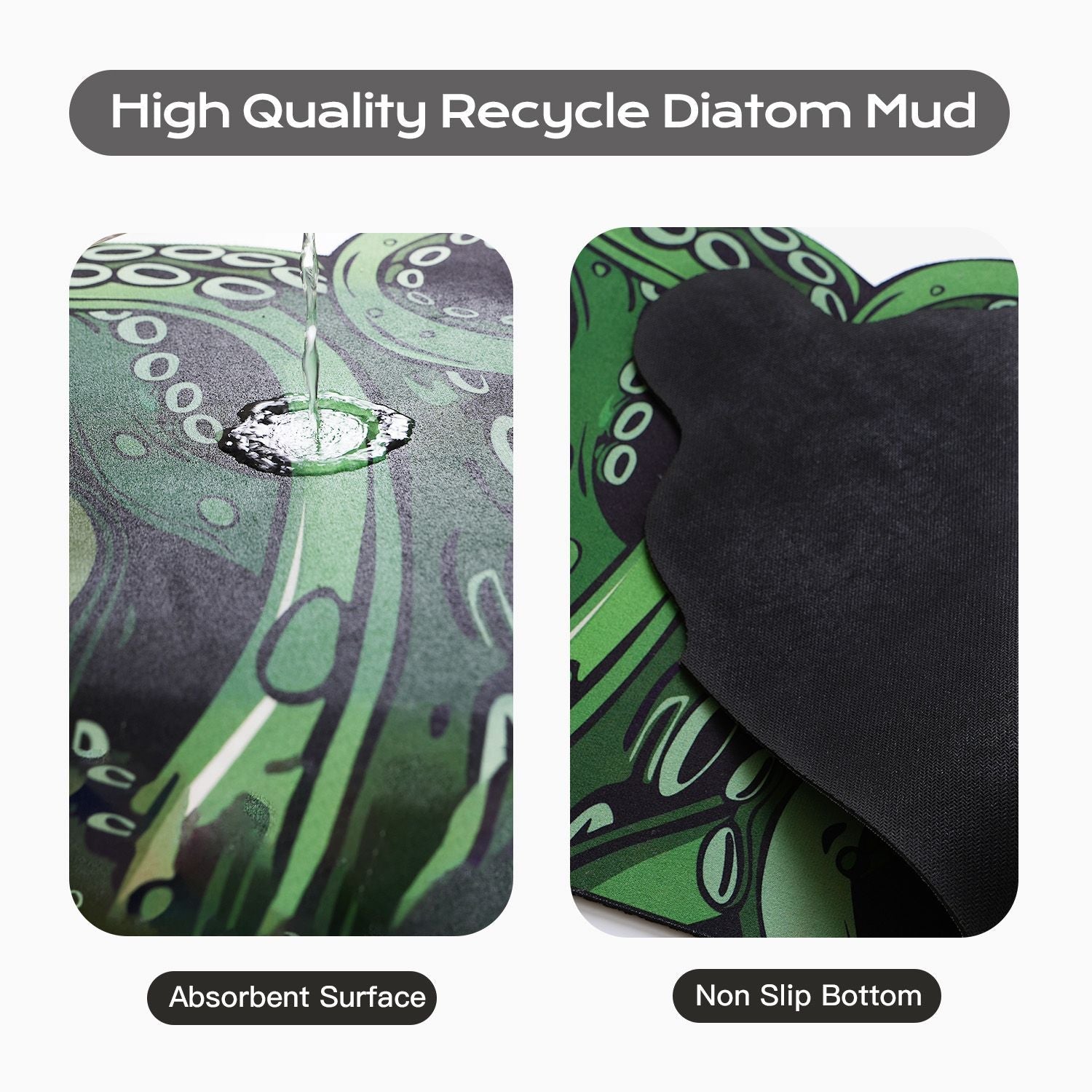 Green And Purple Cthulhu Rugs Water Absorbent Bath Mat Octopus Anime Rug Graphic Gothic Bathroom Rugs Fantasy Decorate, Non Slip Backing, Unique Gift & Decor for Gamers, 27x18 in - Renee Lane Company