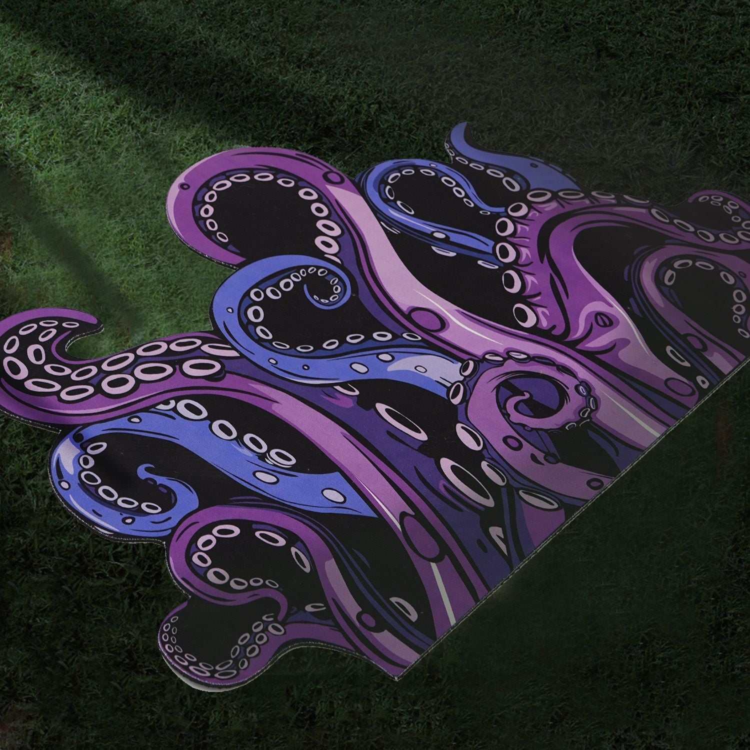 Green And Purple Cthulhu Rugs Water Absorbent Bath Mat Octopus Anime Rug Graphic Gothic Bathroom Rugs Fantasy Decorate, Non Slip Backing, Unique Gift & Decor for Gamers, 27x18 in - Renee Lane Company