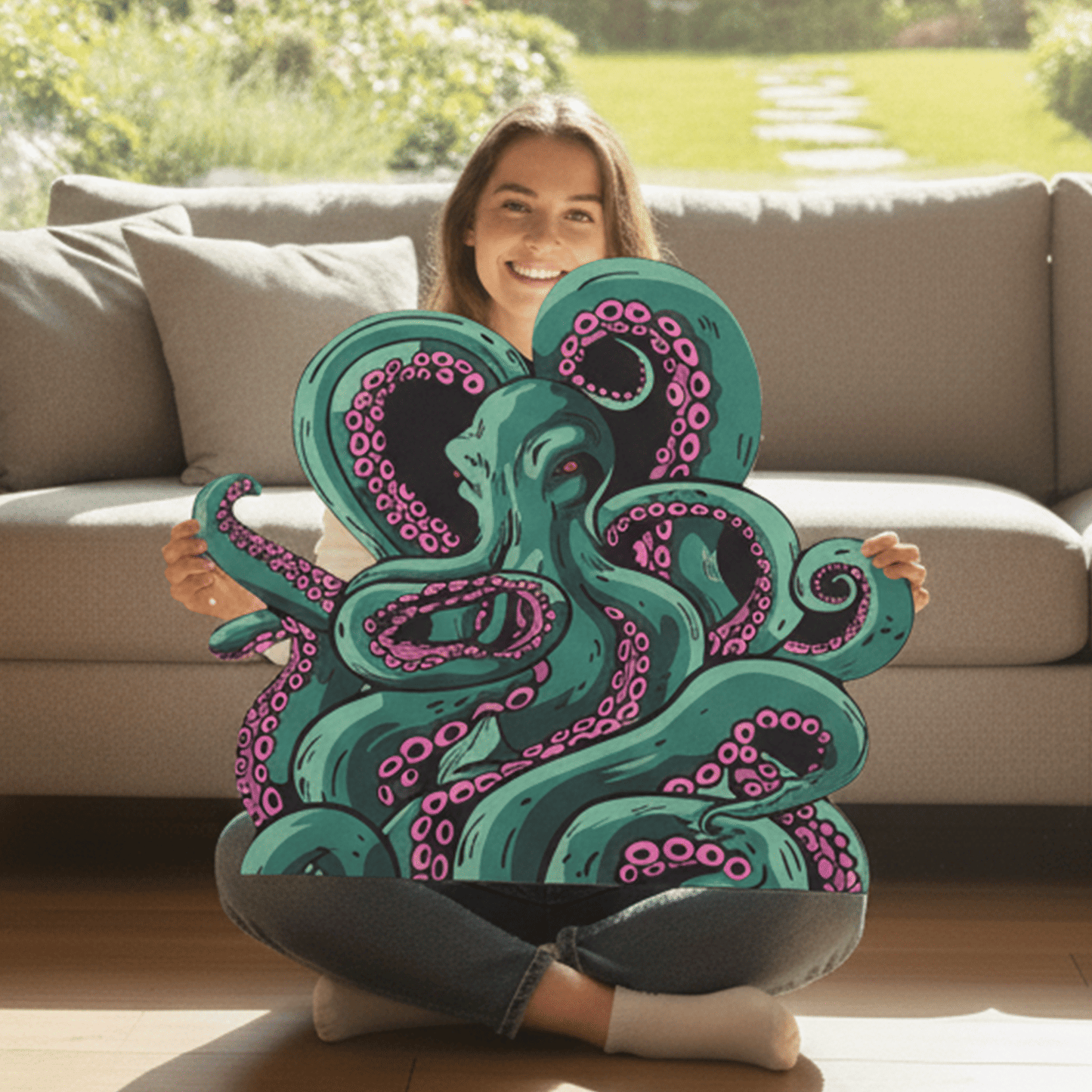 Green And Purple Cthulhu Rugs Water Absorbent Bath Mat Octopus Anime Rug Graphic Gothic Bathroom Rugs Fantasy Decorate, Non Slip Backing, Unique Gift & Decor for Gamers, 27x18 in - Renee Lane Company