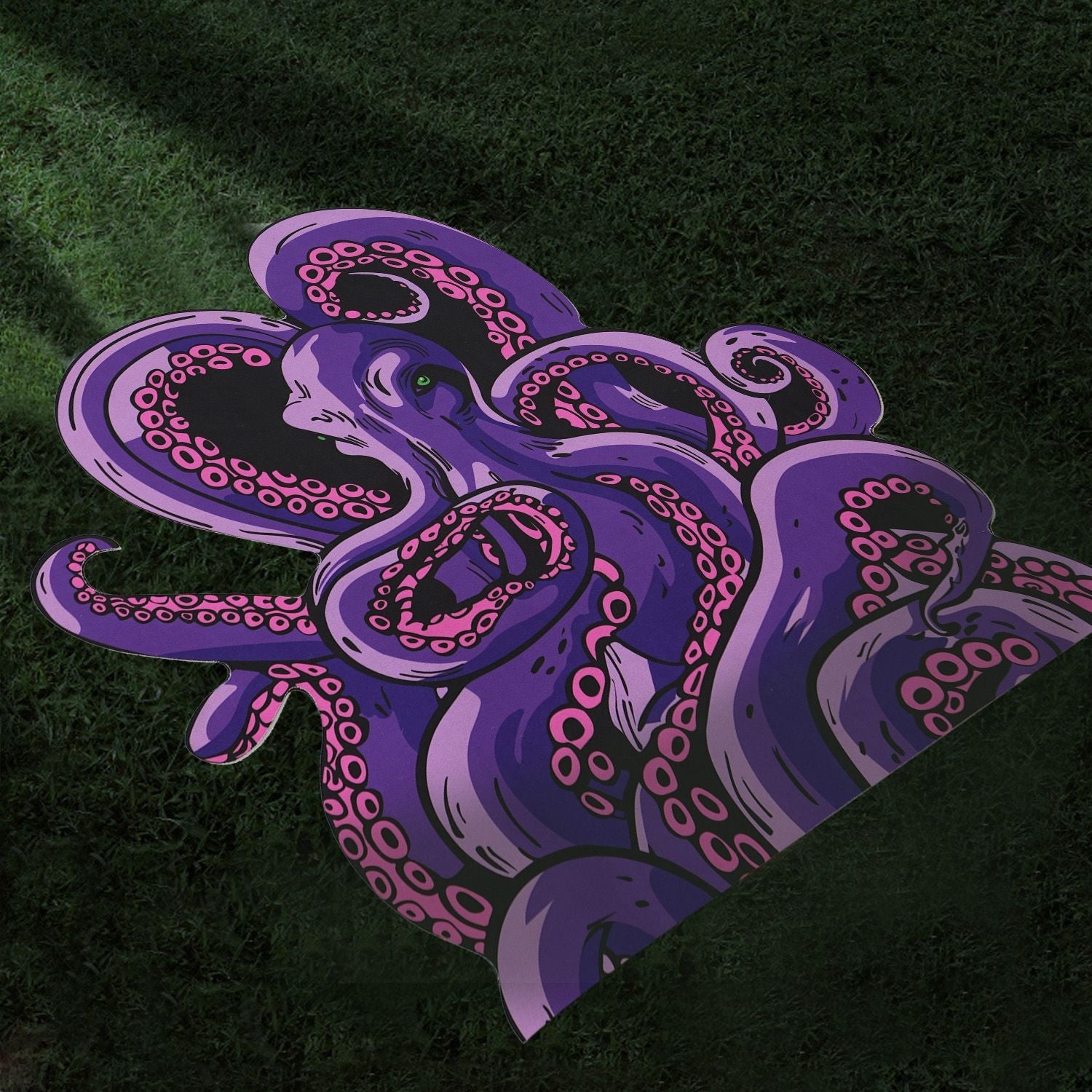 Green And Purple Cthulhu Rugs Water Absorbent Bath Mat Octopus Anime Rug Graphic Gothic Bathroom Rugs Fantasy Decorate, Non Slip Backing, Unique Gift & Decor for Gamers, 27x18 in - Renee Lane Company