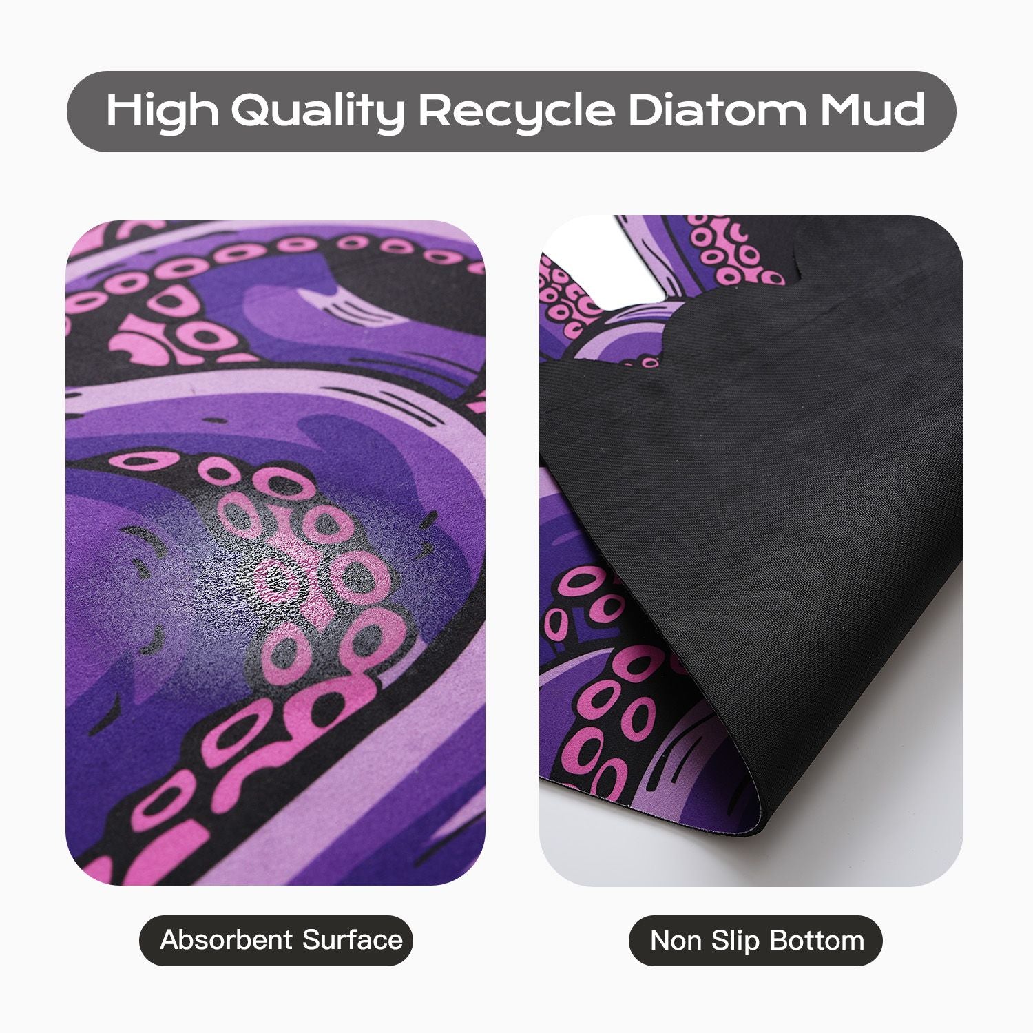 Green And Purple Cthulhu Rugs Water Absorbent Bath Mat Octopus Anime Rug Graphic Gothic Bathroom Rugs Fantasy Decorate, Non Slip Backing, Unique Gift & Decor for Gamers, 27x18 in - Renee Lane Company