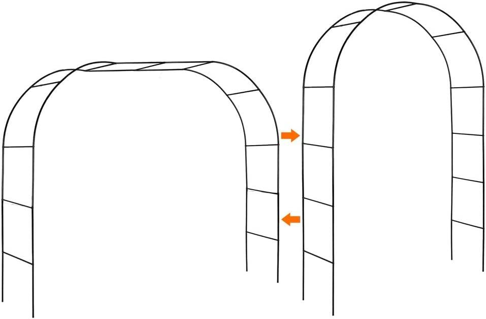 Green Garden Arch Arbors, Trellis for Climbing Plants Outdoor 6-8ft, Two Way Assemble Wedding Decoration Metal Arch - Renee Lane Company