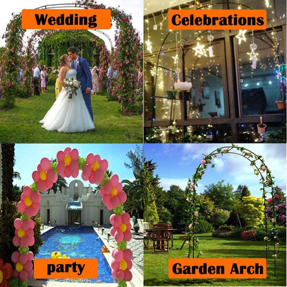 Green Garden Arch Arbors, Trellis for Climbing Plants Outdoor 6-8ft, Two Way Assemble Wedding Decoration Metal Arch - Renee Lane Company