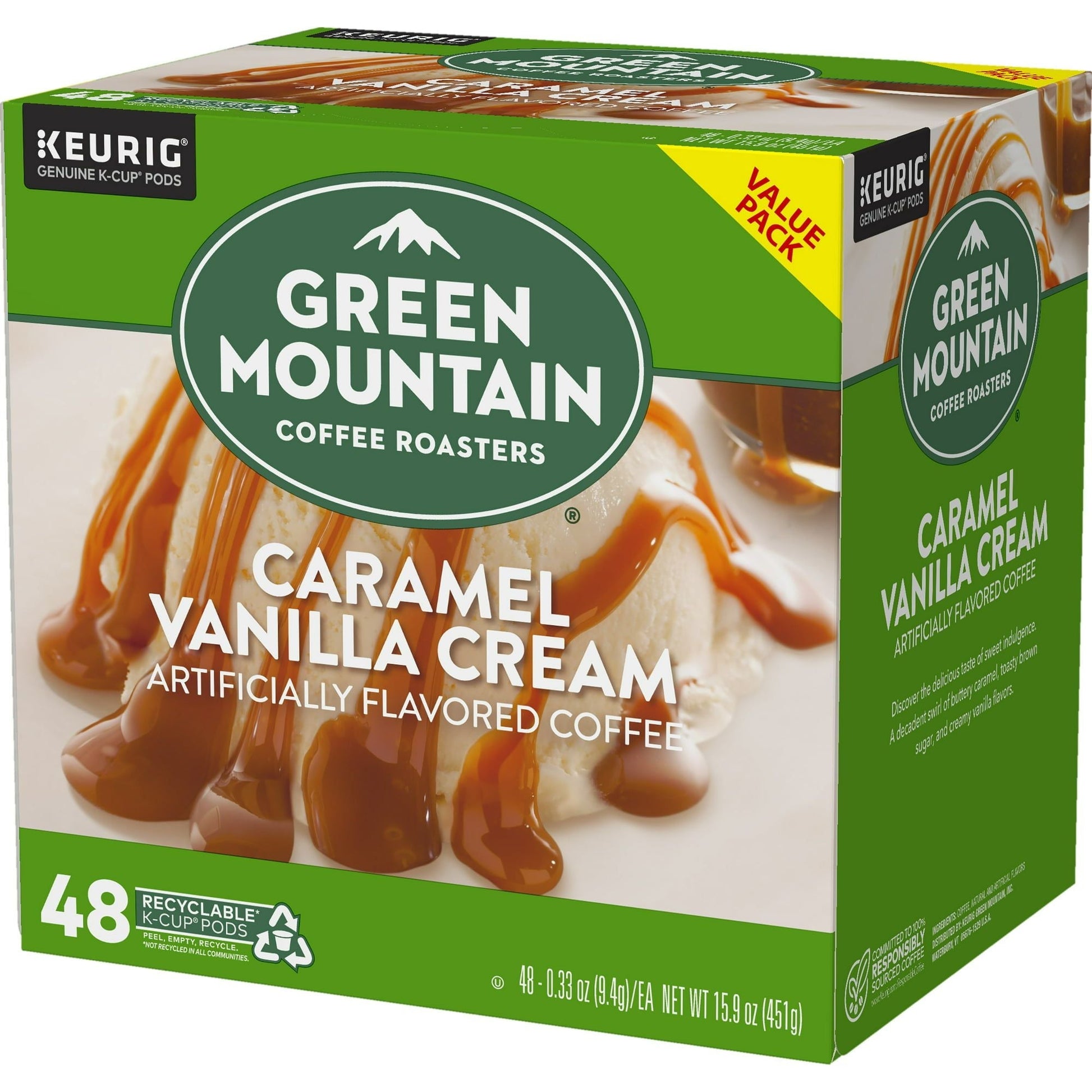 Green Mountain Coffee Caramel Vanilla Cream Keurig Single-Serve K-Cup pods, Light Roast Coffee, 48 Count - Renee Lane Company