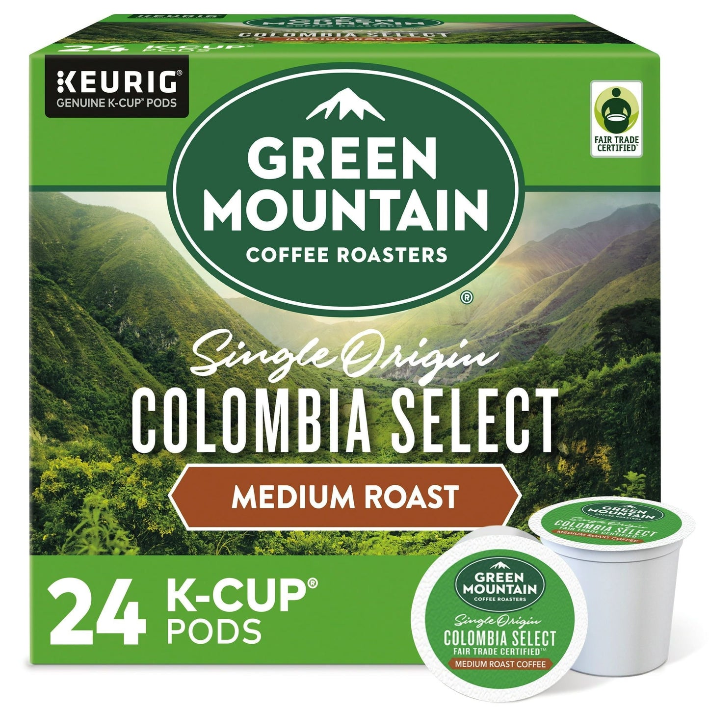 Green Mountain Coffee Colombia Select Fair Trade Certified K-Cup Pods, Medium Roast, 24 Count for Keurig Brewers - Renee Lane Company