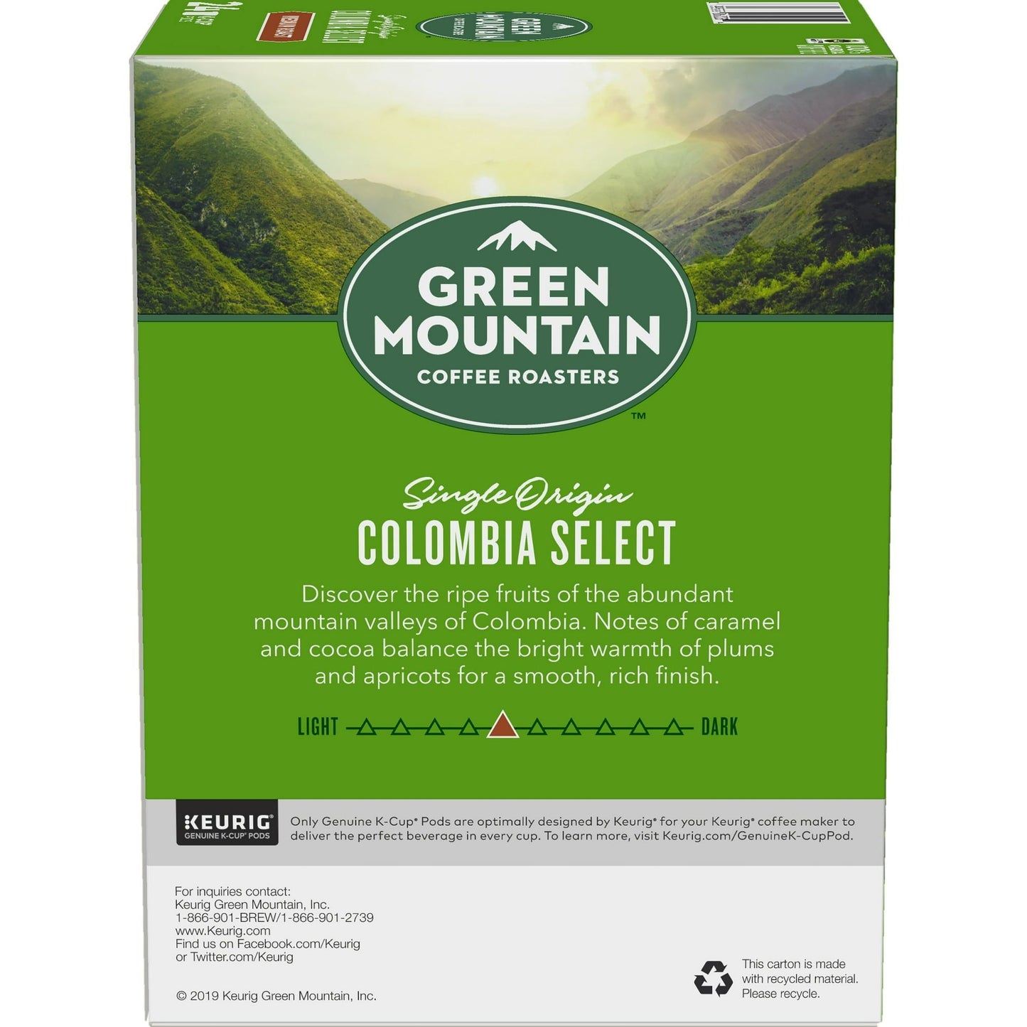 Green Mountain Coffee Colombia Select Fair Trade Certified K-Cup Pods, Medium Roast, 24 Count for Keurig Brewers - Renee Lane Company