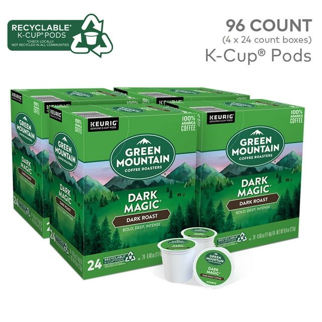Green Mountain Coffee Dark Magic, Single Serve Keurig K-Cup pods, Dark Roast, 96 Count - Renee Lane Company