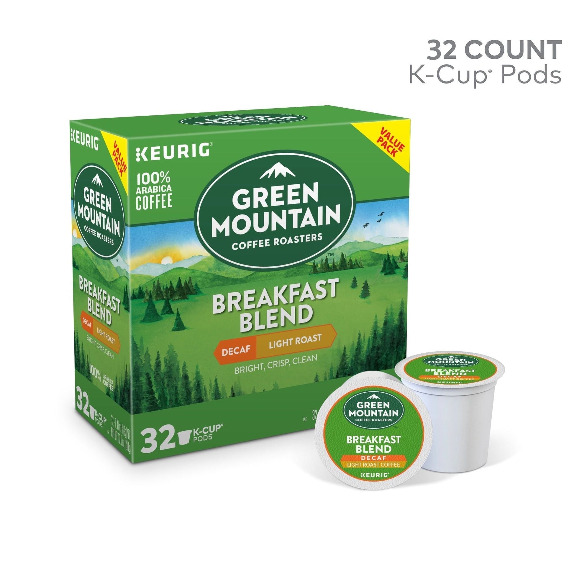 Green Mountain Coffee Decaf Breakfast Blend K-Cup Pods, Light Roast, 32 Count for Keurig Brewers - Renee Lane Company