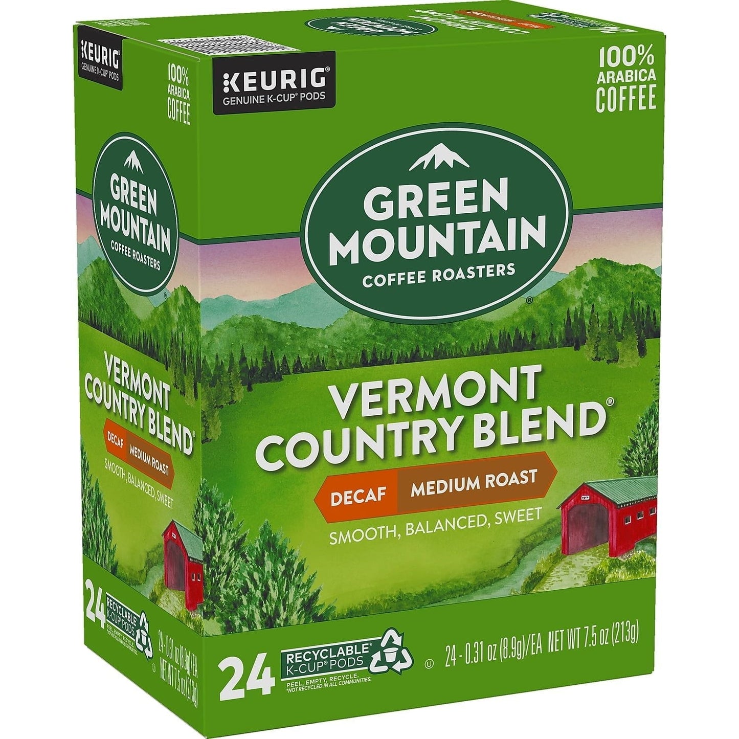 Green Mountain Coffee, Decaf K-Cups, Vermont Country Blend, 24 Count - Renee Lane Company
