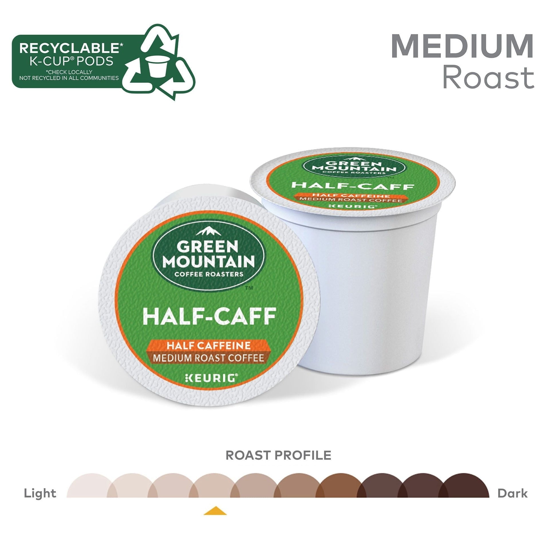 Green Mountain Coffee Half Caff Keurig Single-Serve K-Cup pods, Medium Roast Coffee, 48 Count - Renee Lane Company