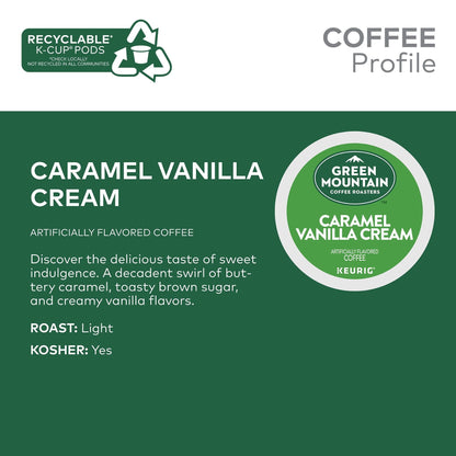 Green Mountain Coffee Roasters Caramel Vanilla Cream, Single Serve Keurig K-Cup Pods, Light Roast, 96 Count - Renee Lane Company