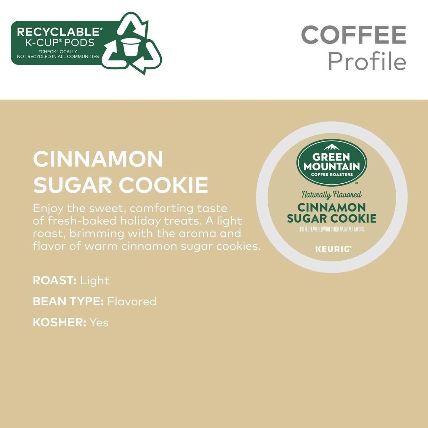 Green Mountain Coffee Roasters Cinnamon Sugar Cookie Keurig Single-Serve K-Cup Pods, Light Roast Coffee, 24 Count - Renee Lane Company