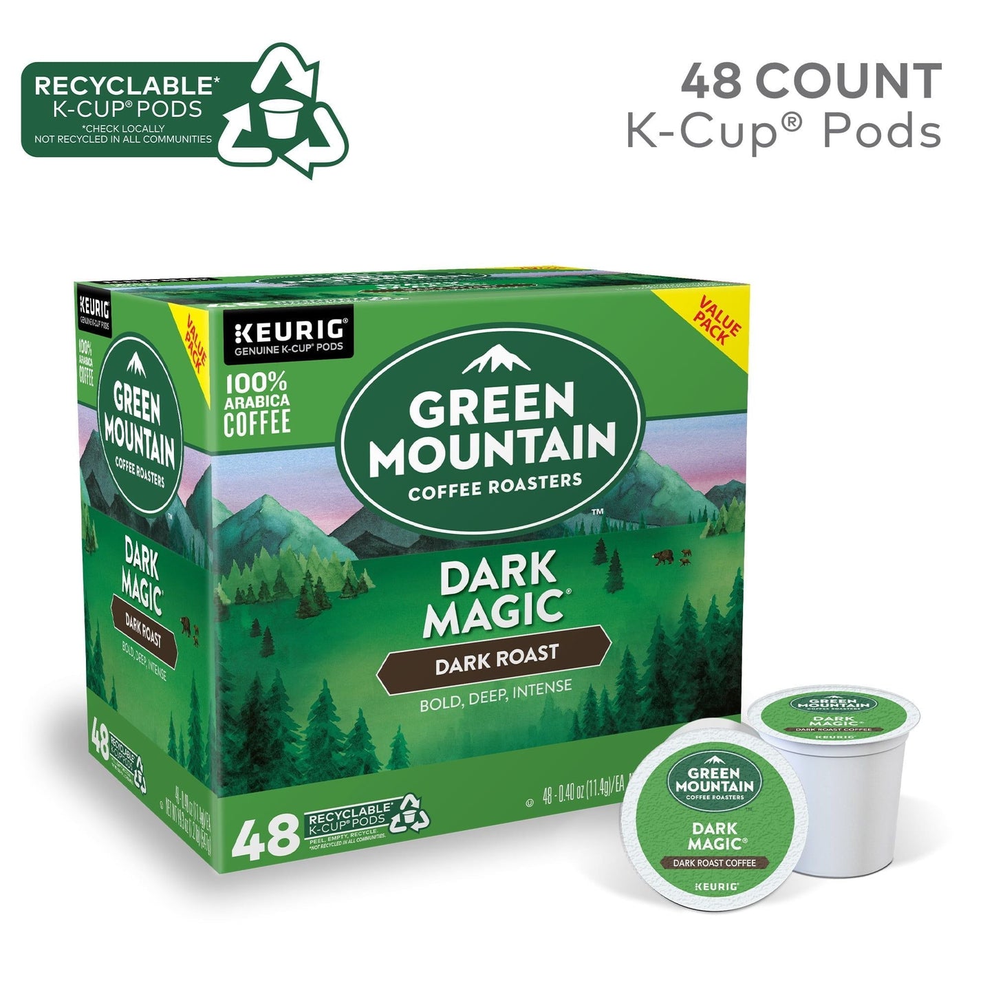 Green Mountain Coffee Roasters Dark Magic Keurig Single-Serve K-Cup pods, Dark Roast Coffee, 48 Count - Renee Lane Company