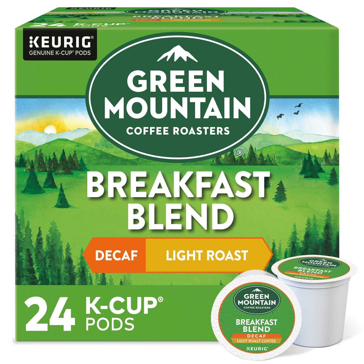Green Mountain Coffee Roasters, Decaf Breakfast Blend Light Roast K-Cup Coffee Pods, 24 Count - Renee Lane Company