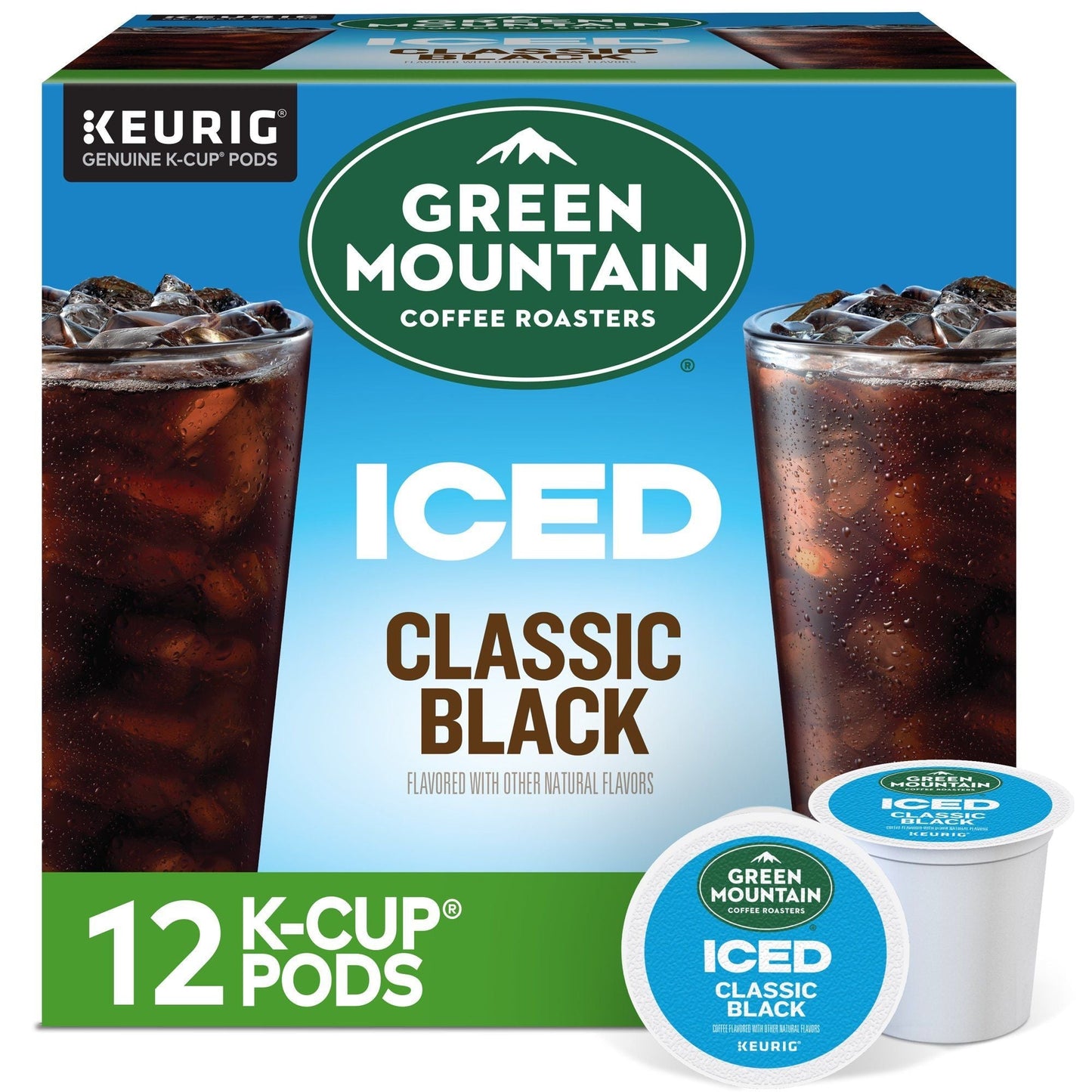 Green Mountain Coffee Roasters, ICED Classic Black Iced K-Cup Coffee Pods, 12 Count - Renee Lane Company