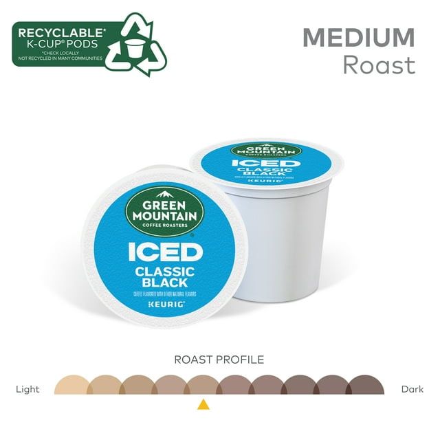 Green Mountain Coffee Roasters, ICED Classic Black Iced K-Cup Coffee Pods, 12 Count - Renee Lane Company