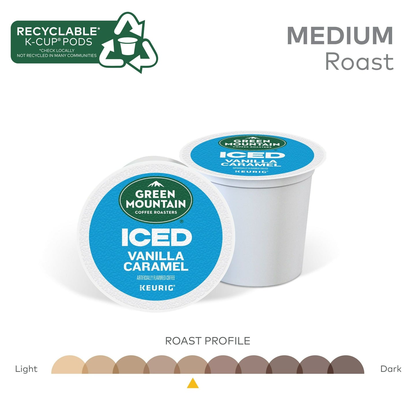 Green Mountain Coffee Roasters, ICED Vanilla Caramel Flavored Iced K-Cup Coffee Pods, 12 Count - Renee Lane Company