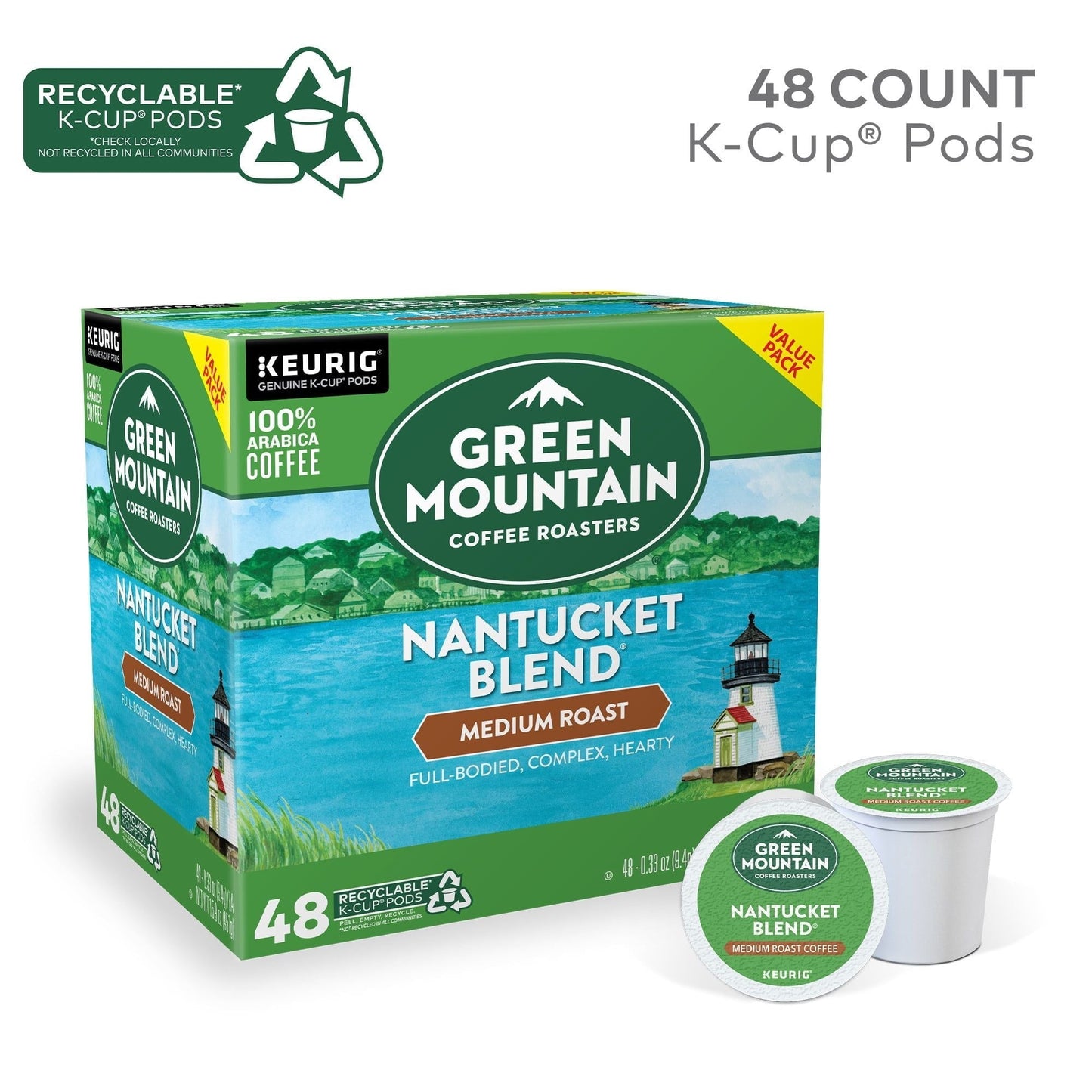 Green Mountain Coffee Roasters Nantucket Blend Keurig Single-Serve K-Cup Pods, Medium Roast Coffee, 48 Count - Renee Lane Company