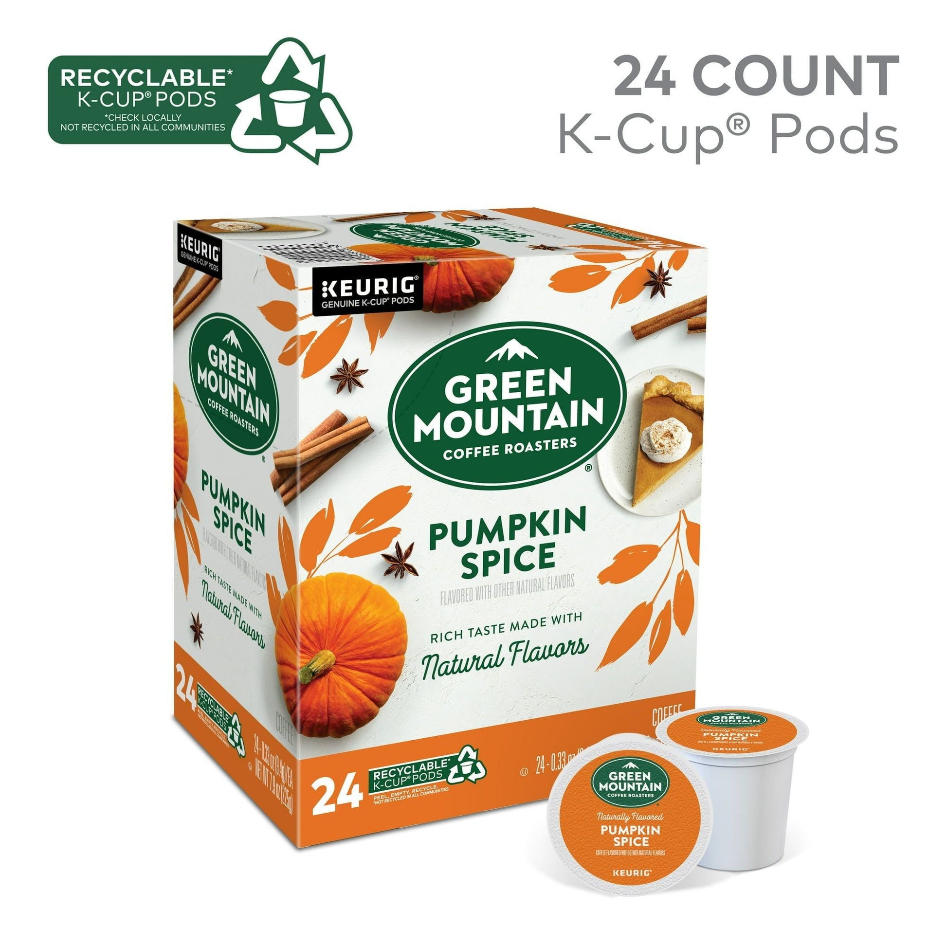 Green Mountain Coffee Roasters Pumpkin Spice Coffee, Keurig Single-Serve K-Cup Pods, Light Roast, 24 Count - Renee Lane Company