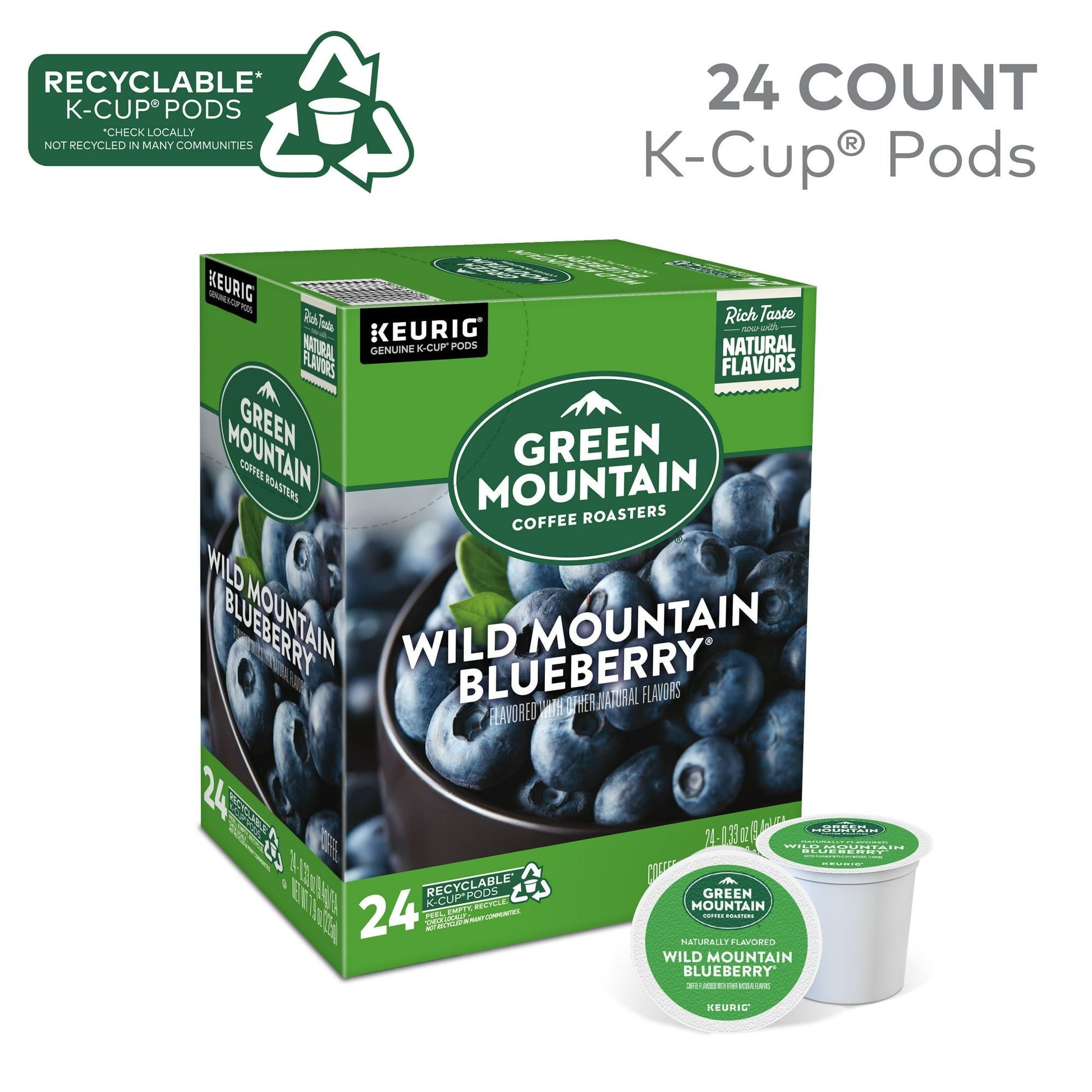 Green Mountain Coffee Wild Mountain Blueberry Keurig Single-Serve K-Cup pods, Light Roast Coffee, 24 Count - Renee Lane Company