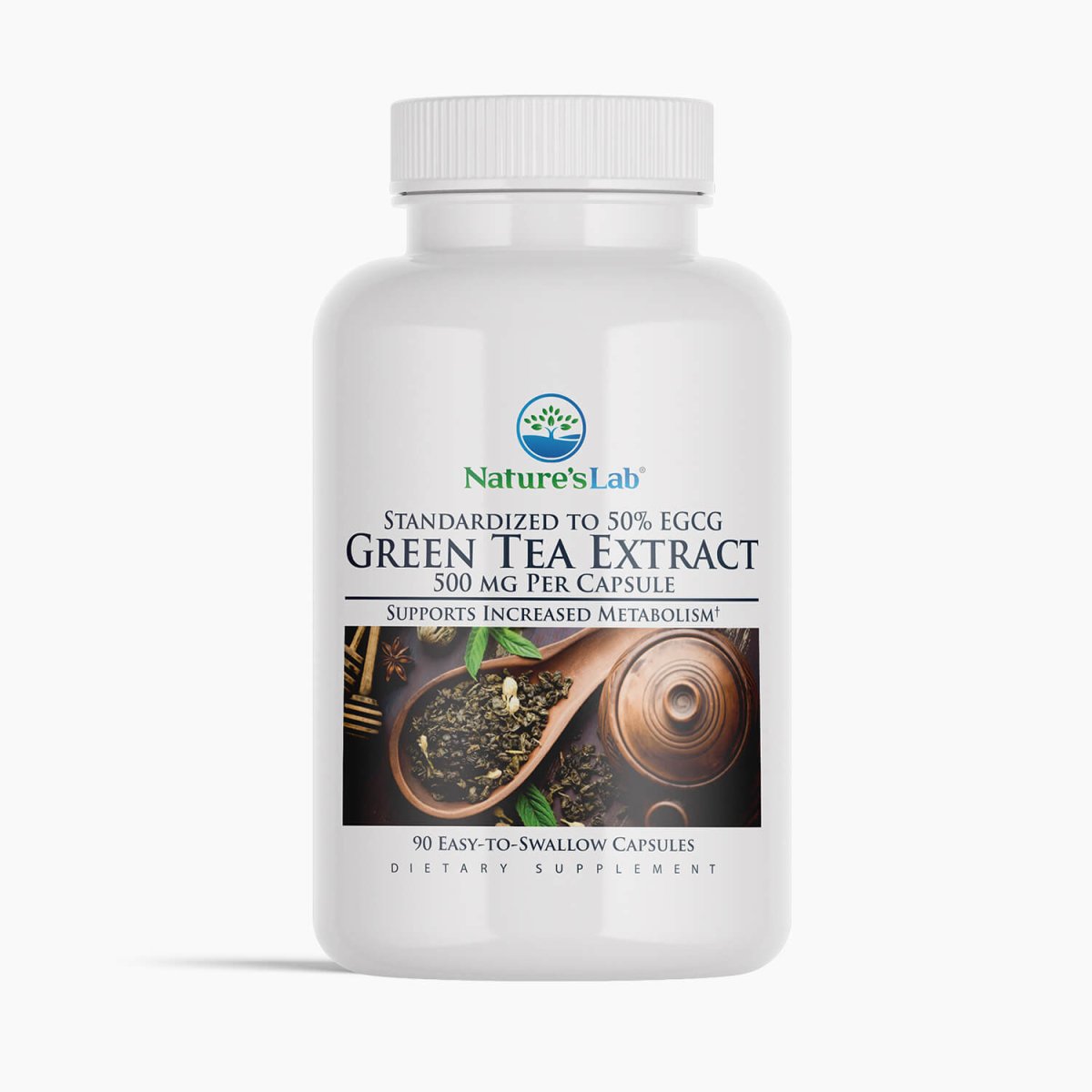 Nature's Lab green tea extract 500 mg capsules bottle, 90 count