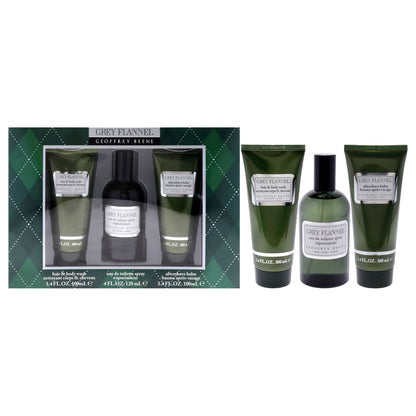 Grey Flannel by Geoffrey Beene for Men - 3 Pc Gift Set 4oz EDT Spray, 3.4oz After Shave Lotion, 3.4oz Hair and Body Wash - Renee Lane Company