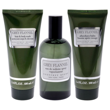Grey Flannel by Geoffrey Beene for Men - 3 Pc Gift Set 4oz EDT Spray, 3.4oz After Shave Lotion, 3.4oz Hair and Body Wash - Renee Lane Company