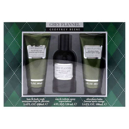 Grey Flannel by Geoffrey Beene for Men - 3 Pc Gift Set 4oz EDT Spray, 3.4oz After Shave Lotion, 3.4oz Hair and Body Wash - Renee Lane Company