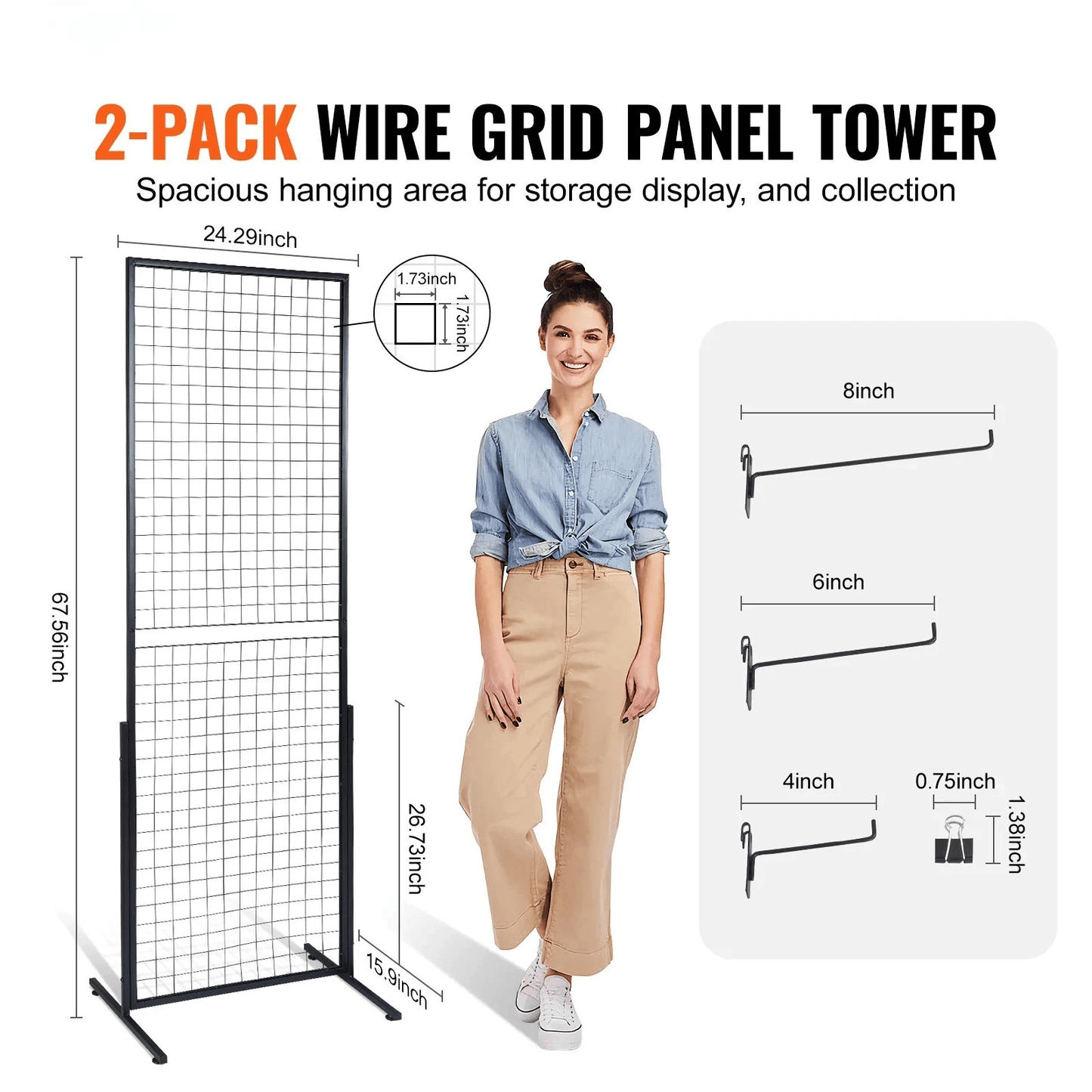 Grid Wall Panels Tower Wire Gridwall Display Racks Double Side Panels - Renee Lane Company