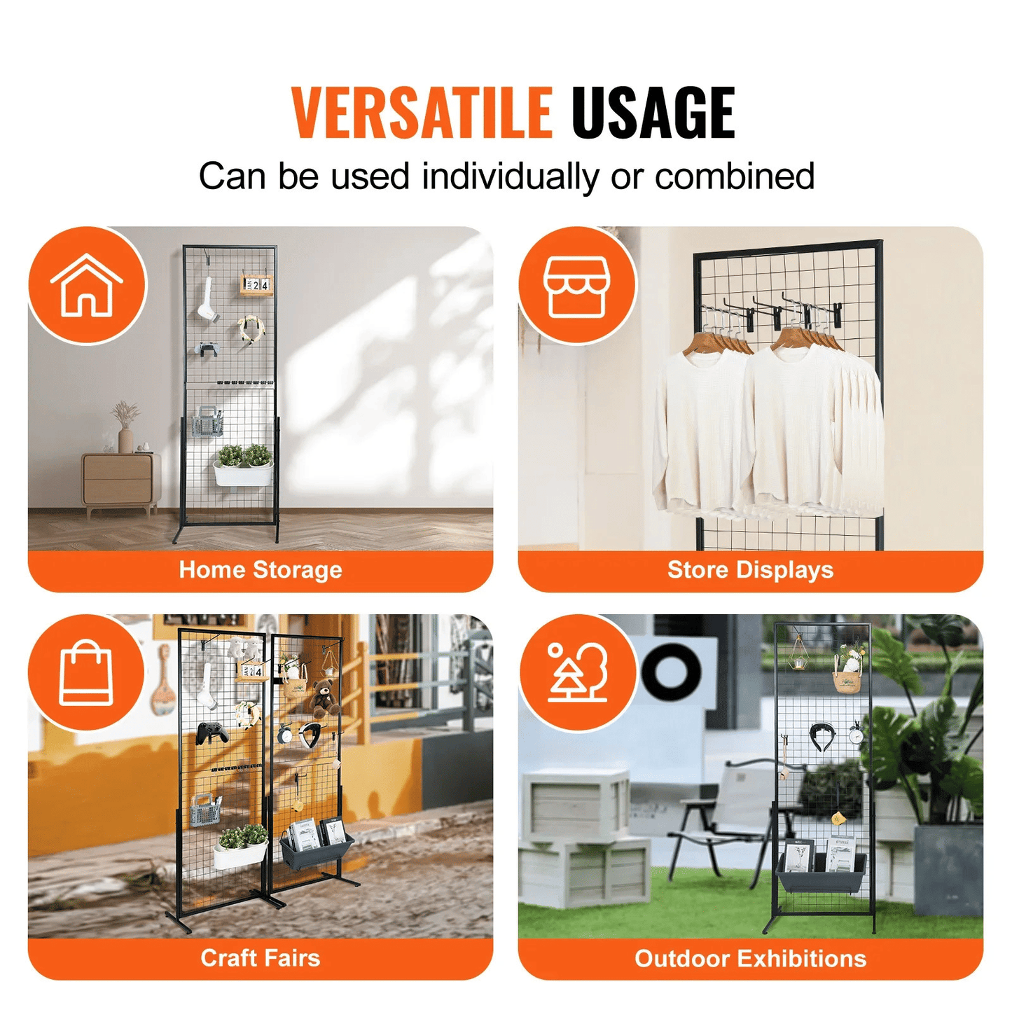 Grid Wall Panels Tower Wire Gridwall Display Racks Double Side Panels - Renee Lane Company