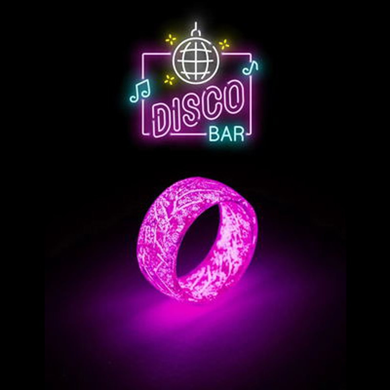 Luminous pink ring with textured pattern and vivid purple glow
