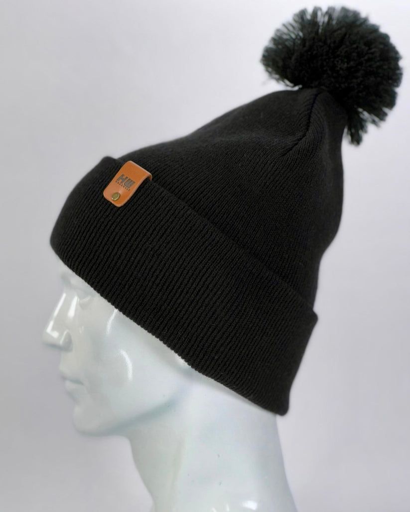 HAAKWEAR Pom Pom Beanie - Made in USA - Black - Renee Lane Company