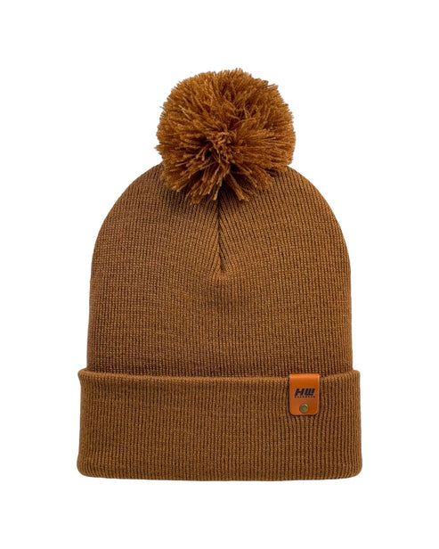 HAAKWEAR Pom Pom Beanie - Made in USA- Camel Brown - Renee Lane Company