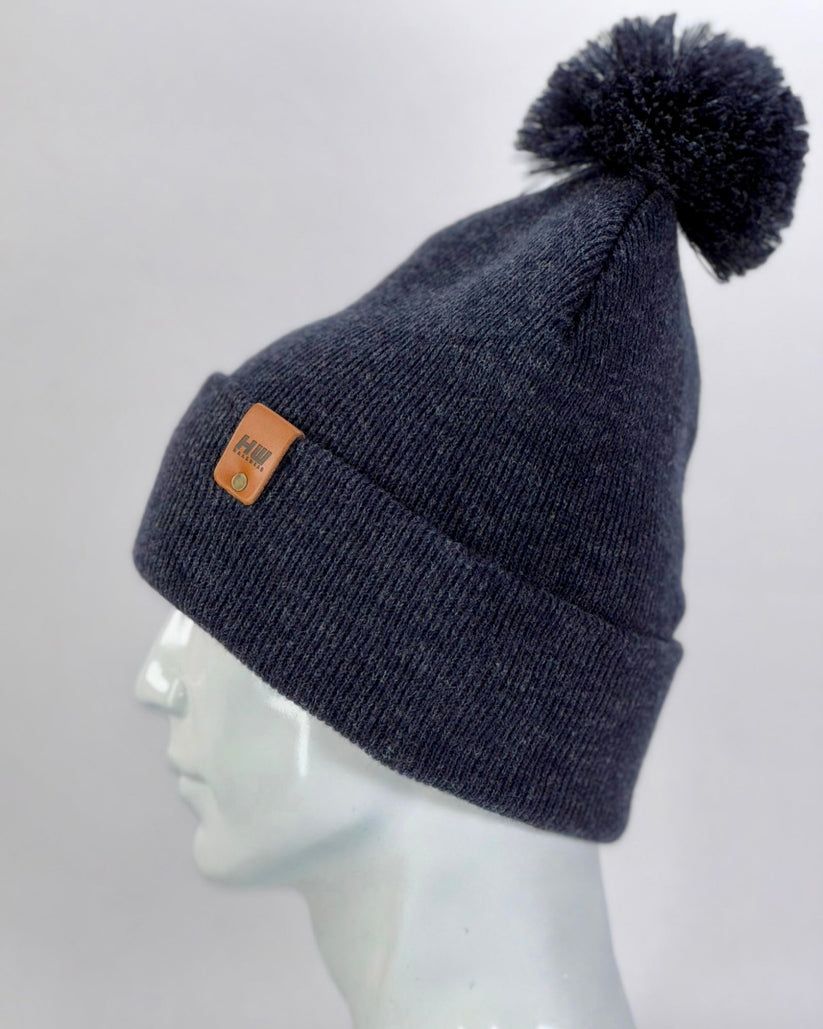 HAAKWEAR Pom Pom Beanie - Made in USA - Denim Blue - Renee Lane Company