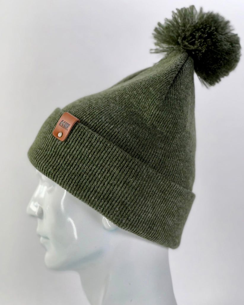 HAAKWEAR Pom Pom Beanie - Made in USA - Forest Green - Renee Lane Company
